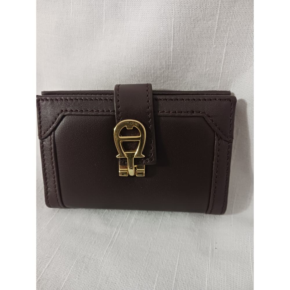 Etienne Aigner Vintage Burgundy Leather Card Wallet Holder Keeper NIB